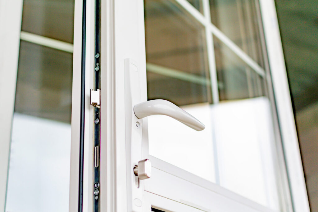 White uPVC door with glass